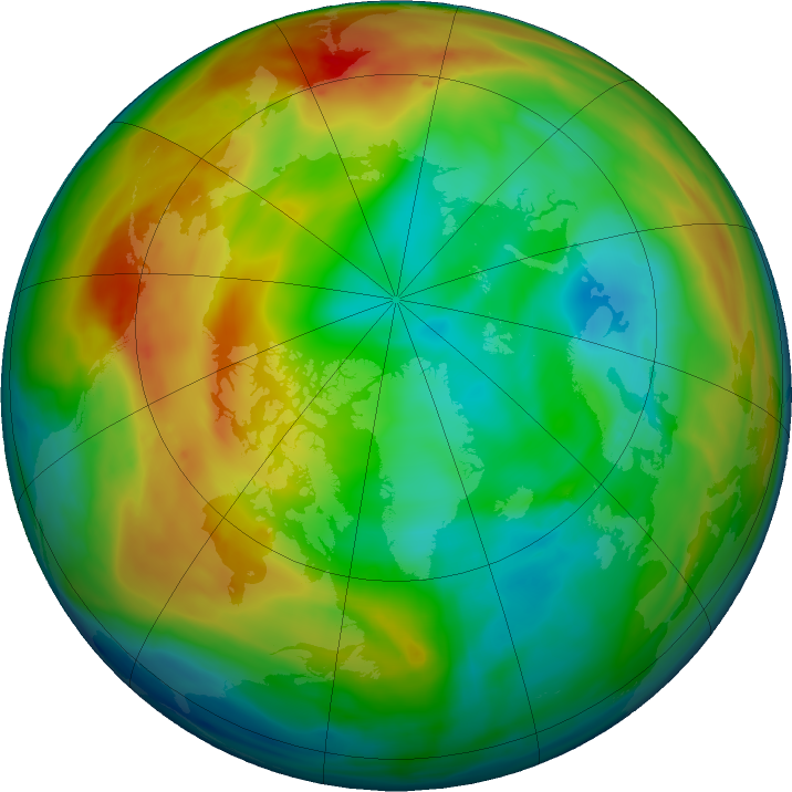 Arctic ozone map for 03 January 2020